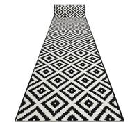 Alfombra de pasillo BCF MORAD diamantes negro / crema 90 cm 90x300 cm