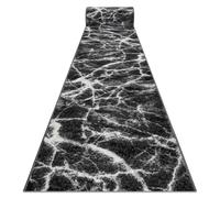 Alfombra de pasillo BCF MORAD Mármol antracita / negro 120 cm 120x960 cm
