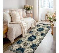 Alfombra de pasillo con brújula, náutica, vintage, mapa, barco, aventura, azul marino, antideslizante, resistente a la decoloración, estética para el hogar, cocina, entrada, mesita de noche