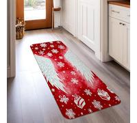 Alfombra de pasillo con diseño de alas de copos de nieve, regalos de Navidad, color rojo, esponja de pelo bajo, estética, rectangular, alfombra de suelo para el hogar, cocina, pasillo, lavandería