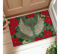 Alfombra de pasillo con diseño de alas y bayas de pascua, color rojo, de pelo bajo, para cocina, entrada, lavandería, pasillo, decoración de 2 x 3 pies
