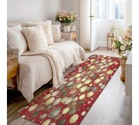 Alfombra de pasillo con diseño de lunares, diseño de círculos de purpurina para Navidad, color rojo, antideslizante, rectangular, para cocina, baño, entrada, mesita de noche, decoración de 2 x 8 pies