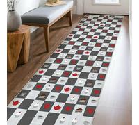 Alfombra de pasillo con diseño de magdalenas, moderna y elegante, diseño de corazones, color rojo, de pelo bajo, para el hogar, cocina, mesita de noche, entrada, pasillo, decoración de 2 x 8 pies