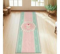Alfombra de pasillo con diseño vintage de corazones, lazos de cumpleaños, melocotón, pelo bajo, rectangular, ribete de borde para cocina, entrada, lavandería, decoración de mesita de noche, 2 x 5 pies