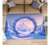 Alfombra de pasillo con guirnalda de nieve, 70 x 120 cm, alfombra de pasillo de nieve para cocina, pasillo de cuento de hadas de invierno, alfombra de pelo corto antideslizante para guardería