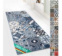 Alfombra de Pasillo con patrón - Alfombra Corredor para Cocina, Pasillo y Sala de Estar - Ornamento Vintage Oriental (80 x 250 cm), diseño de Rejilla
