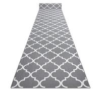 Alfombra de pasillo con refuerzo de goma 80 cm Enrejado Trébol marroquí gris Trellis 30352 80x250 cm