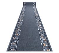 Alfombra de pasillo con refuerzo de goma BOMBAY gris 80cm 80x630 cm