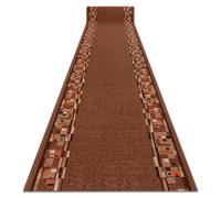 Alfombra de pasillo con refuerzo de goma BOMBAY marrón 80cm 80x950 cm