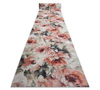 Alfombra de pasillo con refuerzo de goma LOTUS BOUQUET 52900 Flores beige / rosado lavable 60cm 60x220 cm