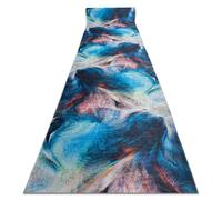 Alfombra de pasillo con refuerzo de goma LOTUS COLOR 36500 Abstracción azul / rojo lavable 60cm 60x470 cm