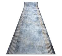 Alfombra de pasillo con refuerzo de goma LOTUS FRAMES 29870 Marco de piedra plata / oro lavable 100cm 100x500 cm