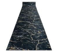 Alfombra de pasillo con refuerzo de goma LOTUS GALACTIC 9523 Mármol negro / oro lavable 60cm 60x1300 cm