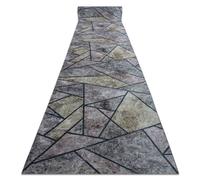 Alfombra de pasillo con refuerzo de goma LOTUS MOSAIC 22010 Mosaico gris lavable 120cm 120x1200 cm