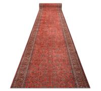 Alfombra de pasillo con refuerzo de goma LOTUS TRADITION 58160 Clásico ornamento rojo lavable 80cm 80x680 cm