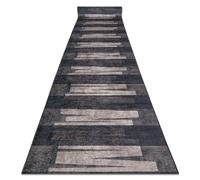 Alfombra de pasillo con refuerzo de goma LOTUS VENETO 60910 Rayas geométricos marrón lavable 80 cm 80x120 cm