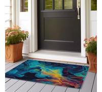 Alfombra de pasillo de 50 x 150 cm, pelo plano para pasaje, antideslizante, lavable, arte moderno y abstracto, diseño curvado, alfombra de suelo largo, verde, para cocina, lavadero, dormitorio