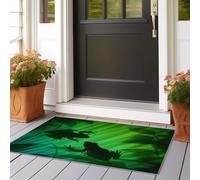 Alfombra de pasillo de 50 x 150 cm, pelo Ras alfombra de pasaje pasaje antideslizante y lavable Resumen animal rana patrón de alfombra de suelo largo, verde para cocina, lavadero dormitorio, alfombra