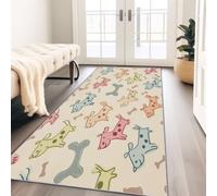 Alfombra de pasillo de 80 x 150 cm, diseño de dibujos animados divertidos con diseño de lunares y huesos de perro, alfombra suave para pasillo, entrada, lavandería, salón, oficina, dormitorio