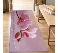 Alfombra de pasillo de 80 x 150 cm, moderna, minimalista, elegante, floral, orquídea, alfombra suave para pasillo, entrada, lavandería, salón, oficina, dormitorio, antideslizante y lavable, alfombra