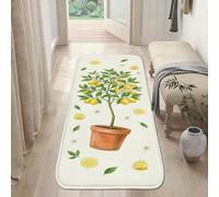 Alfombra de pasillo de árbol de limón, rodajas de limón natural de primavera, color amarillo, esponja de pelo bajo, estética, rectangular, alfombra de suelo para el hogar, cocina, pasillo, lavandería