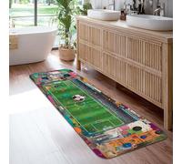 Alfombra de pasillo de balón de fútbol, deportiva, contemporánea, estadio, N/A, verde, de pelo bajo, estética, rectangular, alfombra de suelo para el hogar, cocina, entrada, lavandería, pasillo