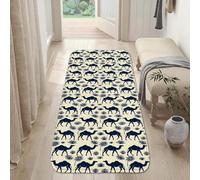 Alfombra de pasillo de camello, palmeras exóticas tropicales, desierto, verano, azul marino, antideslizante, rectangular, ribete de borde, para cocina, pasillo, lavandería, entrada, decoración de 2 x