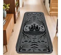 Alfombra de pasillo de castillo, Halloween, gótico, fantasma, murciélago, Halloween, negro, antideslizante, para interiores, no se desprende, para cocina, mesita de noche, entrada, pasillo, decoración
