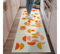 Alfombra de pasillo de círculos, moderna y contemporánea, líneas de medio círculo, color naranja otoño, estética, rectangular, alfombra para el hogar, cocina, pasillo, lavandería, entrada, decoración