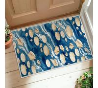 Alfombra de pasillo de conchas, costera, playa, arena, caracol de verano, color azul marino, de pelo bajo, rectangular, no se desprende, para cocina, lavandería, puerta, entrada, decoración de 2 x 3