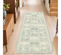 Alfombra de pasillo de conejo, rústica, vintage, casa de hongos, color verde, alfombra de esponja de pelo bajo, resistente a la decoloración, estética del hogar para cocina, baño, entrada, decoración