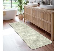 Alfombra de pasillo de conejo, rústica, vintage, con diseño de casa de hongos, color verde, antideslizante, para interiores, no se desprende, para cocina, baño, entrada, mesita de noche, decoración de