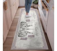 Alfombra de pasillo de conejo, vintage, elegante, con sello postal de la Torre de París, color gris, de pelo bajo, alfombras con patrón para interiores, no se desprenden, para cocina, entrada, mesita