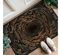 Alfombra de pasillo de cueva, diseño de huesos de esqueleto natural para Halloween, color marrón, antideslizante, para cocina, lavandería, puerta, entrada, decoración de 2 x 3 pies