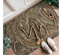 Alfombra de pasillo de dinosaurio, esqueleto natural realista, no marrón, antideslizante, rectangular, no se desprende, para cocina, lavandería, puerta, entrada, decoración de 2 x 3 pies