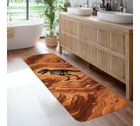 Alfombra de pasillo de dinosaurio, rocas naturales, huesos, aventura, marrón, antideslizante, rectangular, ribete de borde para cocina, baño, entrada, decoración de mesita de noche, 2 x 6 pies