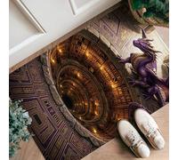 Alfombra de pasillo de dragón, diseño místico de fantasía, piedra de fantasía violeta, pelo bajo, borde de esponja, alfombra rectangular para cocina, puerta, entrada, mesita de noche, decoración de 2