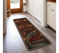 Alfombra de pasillo de dragón, fantasía, mística, estantería para escaleras, color rojo otoño, antideslizante, estética, rectangular, alfombra para el hogar, cocina, entrada, mesita de noche