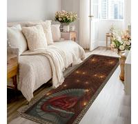 Alfombra de pasillo de dragón, fantasía, mística, para estanterías, escaleras, otoño, rojo, antideslizante, rectangular, no se desprende, para cocina, entrada, mesita de noche, lavandería, decoración