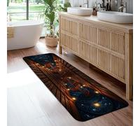Alfombra de pasillo de escalera en espiral, fantasía, mística, cielo estrellado, ninguno azul oscuro, esponja de pelo bajo, alfombra rectangular para interiores, no se desprende, para cocina, mesita