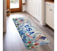 Alfombra de pasillo de Estados Unidos, banderas patrióticas de estrellas festivas de verano, alfombra rectangular para interiores, no se desprende, para cocina, baño, entrada, mesita de noche