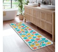 Alfombra de pasillo de estrella de mar, diseño de olas de bola de playa de verano, amarillo, de pelo bajo, alfombra rectangular de suelo, encuadernación de borde para cocina, pasillo, lavandería