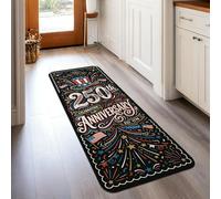 Alfombra de pasillo de estrellas, banderas de celebración, color rojo, esponja de pelo bajo, estética, rectangular, alfombra para el suelo del hogar, cocina, entrada, baño, decoración de puerta, 2 x 5