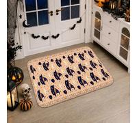 Alfombra de pasillo de fantasmas, estrellas, corazones, Halloween, beige, pelo bajo, esponja, para interiores, no se desprende, para cocina, entrada, lavandería, decoración de mesita de noche, 2 x 3