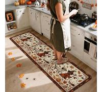 Alfombra de pasillo de fantasmas, figuras festivas de calabazas de Halloween, color marrón, de pelo bajo, borde de esponja, alfombra rectangular para cocina, puerta, entrada, decoración de mesita de