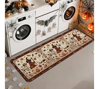 Alfombra de pasillo de fantasmas, figuras festivas de calabazas de Halloween, color marrón, esponja de pelo bajo, alfombra con impresión rectangular para cocina, lavandería, puerta, entrada