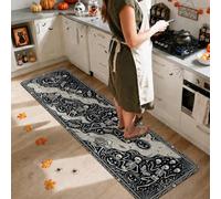 Alfombra de pasillo de fantasmas, siluetas espeluznantes espirales de Halloween, color negro, de pelo bajo, esponjas, para interiores, no se desprenden, para cocina, puerta, entrada, decoración de