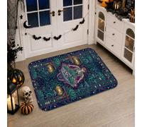 Alfombra de pasillo de farol, fantasía, follaje, luna, Halloween, violeta, antideslizante, para interiores, no se desprende, para cocina, entrada, baño, decoración de puerta, 2 x 3 pies