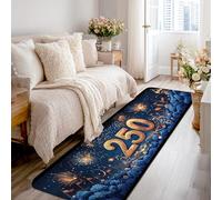 Alfombra de pasillo de fuegos artificiales, diseño de estrellas y banderas de celebración, color azul, de pelo bajo, alfombra rectangular para cocina, entrada, baño, decoración de puerta, 2 x 8 pies