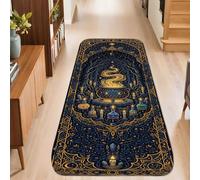 Alfombra de pasillo de galaxia, diseño de estrellas y planetas, color azul marino, antideslizante, para interiores, no se desprende, para cocina, puerta, entrada, mesita de noche, decoración de 2 x 5